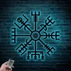 Nordic Wall Decor Led Lights, Viking Metal Wall Decor, Vegvisir Symbol, Nordic Art, Runes Wall Art, Nordic Metal Sign, Icelandic Wall Art, Viking Decor