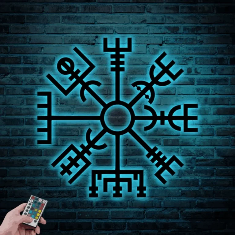 Nordic Wall Decor Led Lights, Viking Metal Wall Decor, Vegvisir Symbol, Nordic Art, Runes Wall Art, Nordic Metal Sign, Icelandic Wall Art, Viking Decor