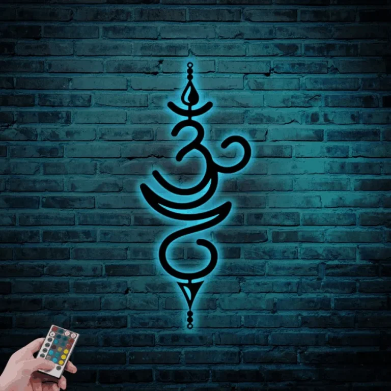 Om Wall Art With Led Lights, Om Sign Metal, Om Symbol Wall Decor, Om Wall Decor, Yoga Wall Decor, Yoga Studio Sign, Om Yoga Gifts, Yoga Metal Wall Art
