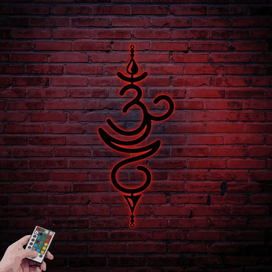 Om Wall Art With Led Lights, Om Sign Metal, Om Symbol Wall Decor, Om Wall Decor, Yoga Wall Decor, Yoga Studio Sign, Om Yoga Gifts, Yoga Metal Wall Art