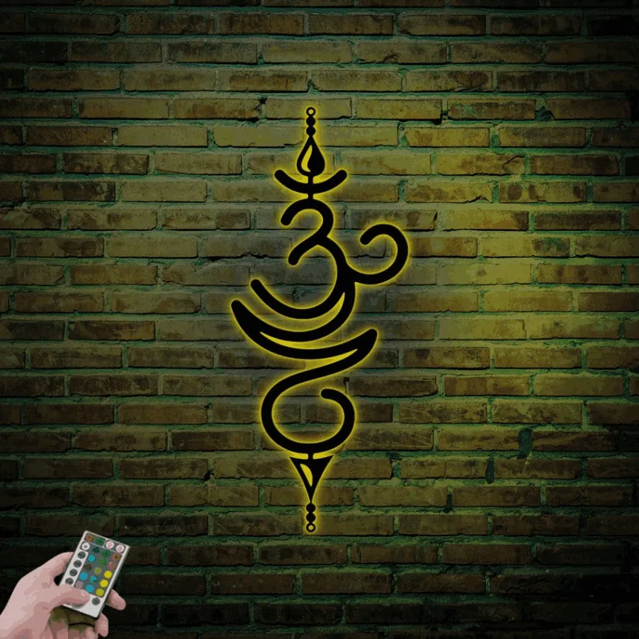 Om Wall Art With Led Lights, Om Sign Metal, Om Symbol Wall Decor, Om Wall Decor, Yoga Wall Decor, Yoga Studio Sign, Om Yoga Gifts, Yoga Metal Wall Art