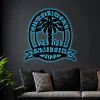 Palm Tree With Led Lights Sign Monogram Wall Art, Personalized Palm Tree Sign Tropical Patio Or Pool Monogram Wall Art Beach House Decor