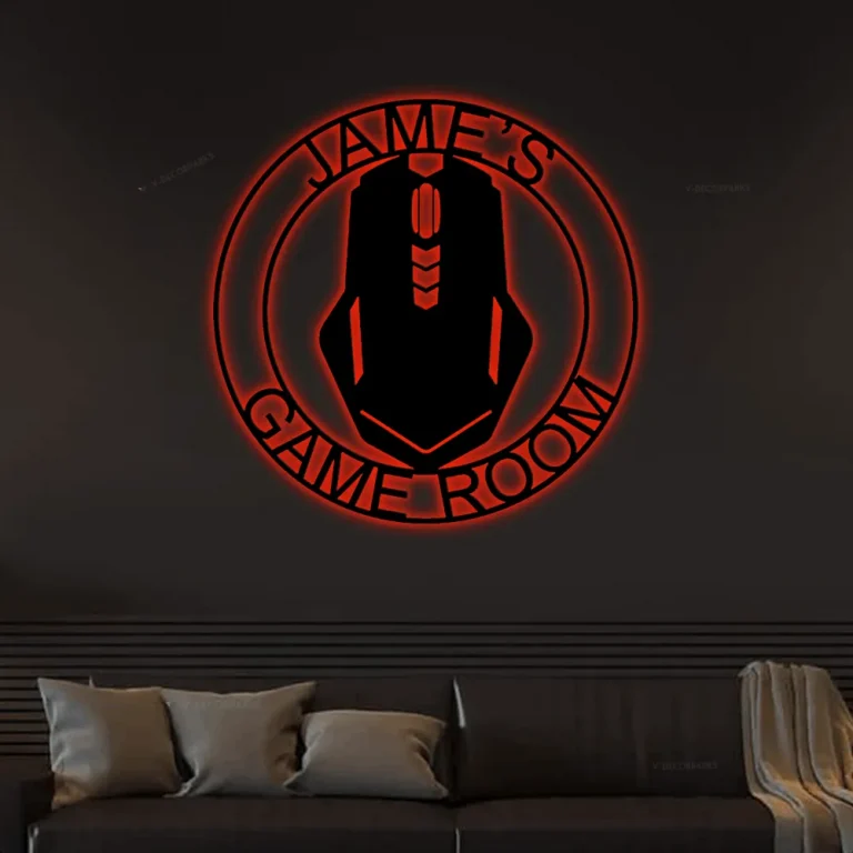 Pc Gaming Metal Sign With Led Lights, Gamer Sign, Gaming Username Sign, Game Room Sign, Computer Gaming, Gaming Mouse Sign, Gaming Decor