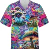 Magic Mushrooms Hawaiian Shirts For Men, Psychedelic Mushroom Hawaiian Shirt, Trippy Psychedelic Button Down Mens Short Sleeve Shirts, Aloha Shirts