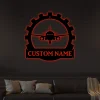 Personalized Aircraft Mechanic Monogram Metal Sign With Led Lights, Custom Aircraft Mechanic Metal Sign Hobbie Gifts Birthday Gift