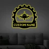 Personalized Aircraft Mechanic Monogram Metal Sign With Led Lights, Custom Aircraft Mechanic Metal Sign Hobbie Gifts Birthday Gift