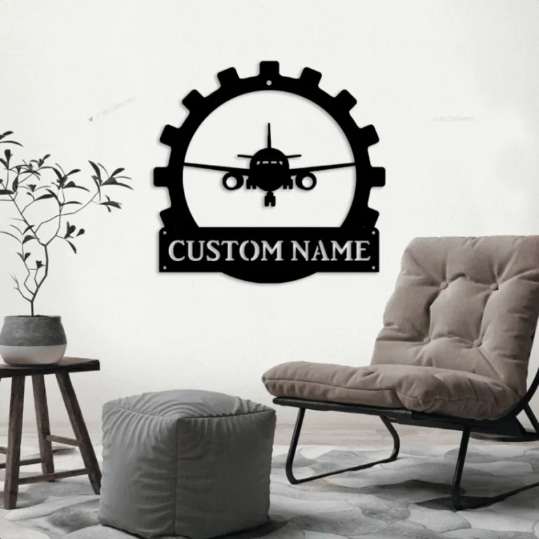 Personalized Aircraft Mechanic Monogram Metal Sign With Led Lights, Custom Aircraft Mechanic Metal Sign Hobbie Gifts Birthday Gift