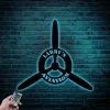 Personalized Airplane Propeller Sign With Led Lights, Aviation Gift, Airplane Hangar Metal Wall Art