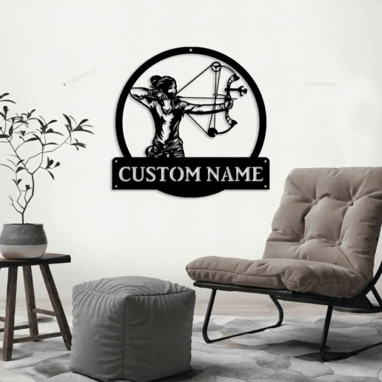 Personalized Archery Sport Monogram Metal Sign Art With Led Lights, Custom Archery Sport Metal Sign Hobbie Gifts Sport Gift Birthday Gift