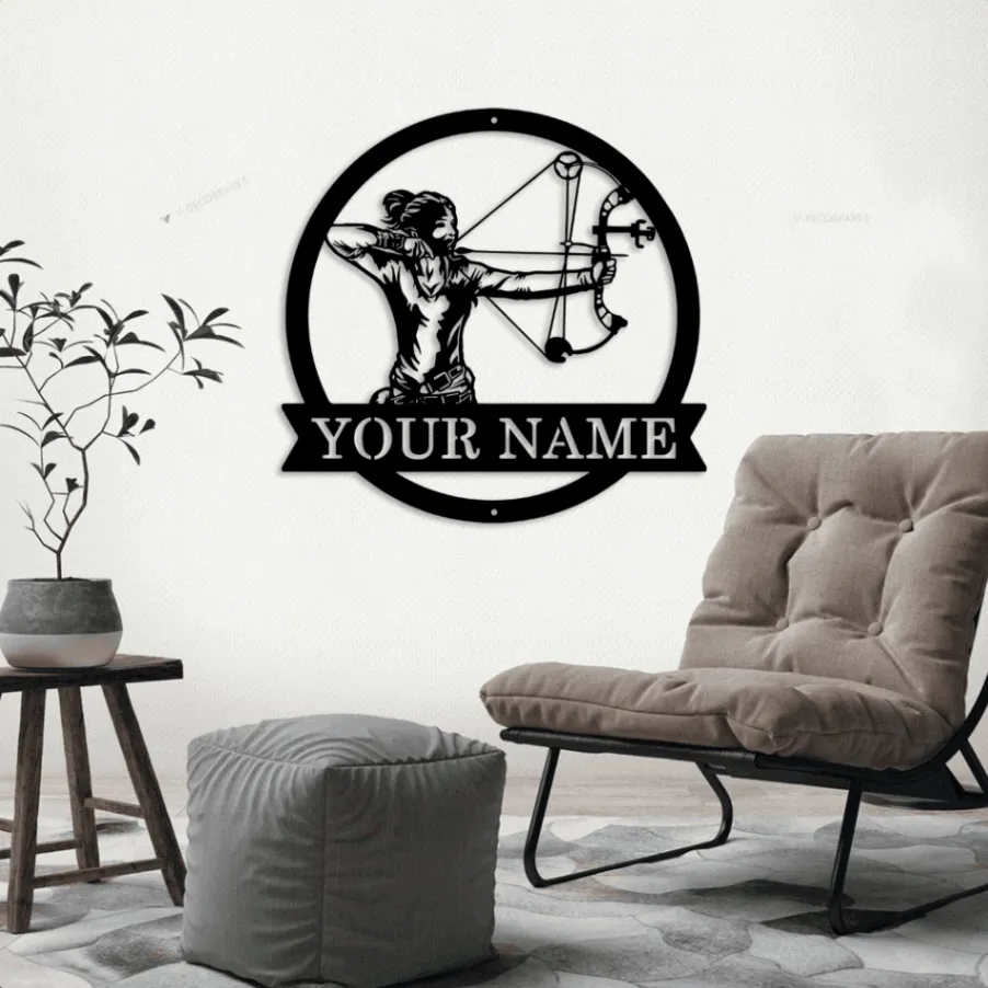 Personalized Archery Sport With Led Lights, Metal Sign Art, Custom Archery Sport Metal Sign, Hobbie Gifts, Sport Gift, Archery Gift, Bow Archery