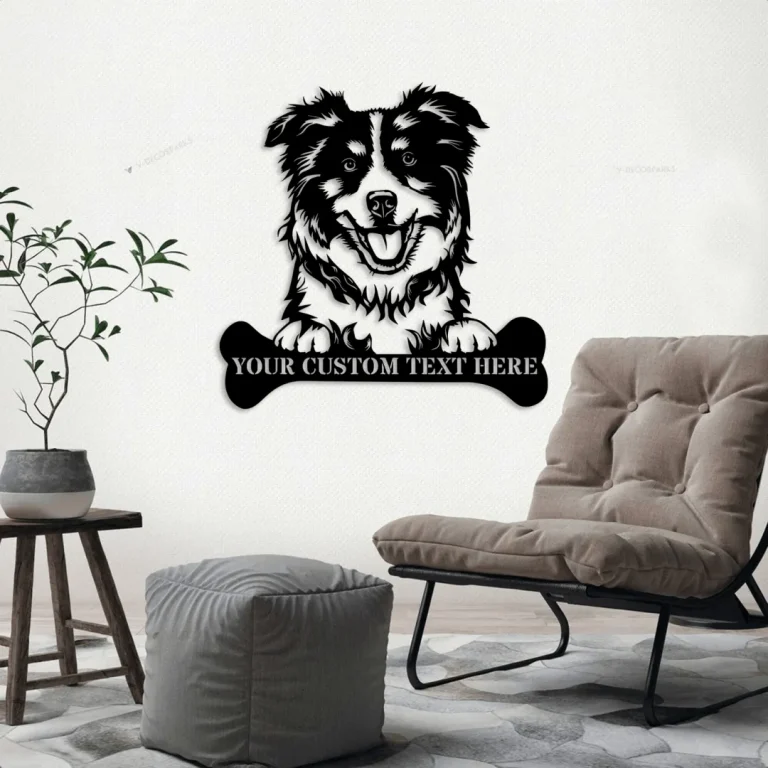 Personalized Australian Shepherd Metal Sign Gift With Led Lights, Custom Dog Owner Wall Art, Australian Shepherd Wall Decor, Gift For Dog Owner