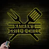 Personalized Bbq Grill Metal Sign With Led Lights, Custom Smoker And Grill Wall Art, Outdoor Decor, Gift For Him, Father's Day, New Home Gift