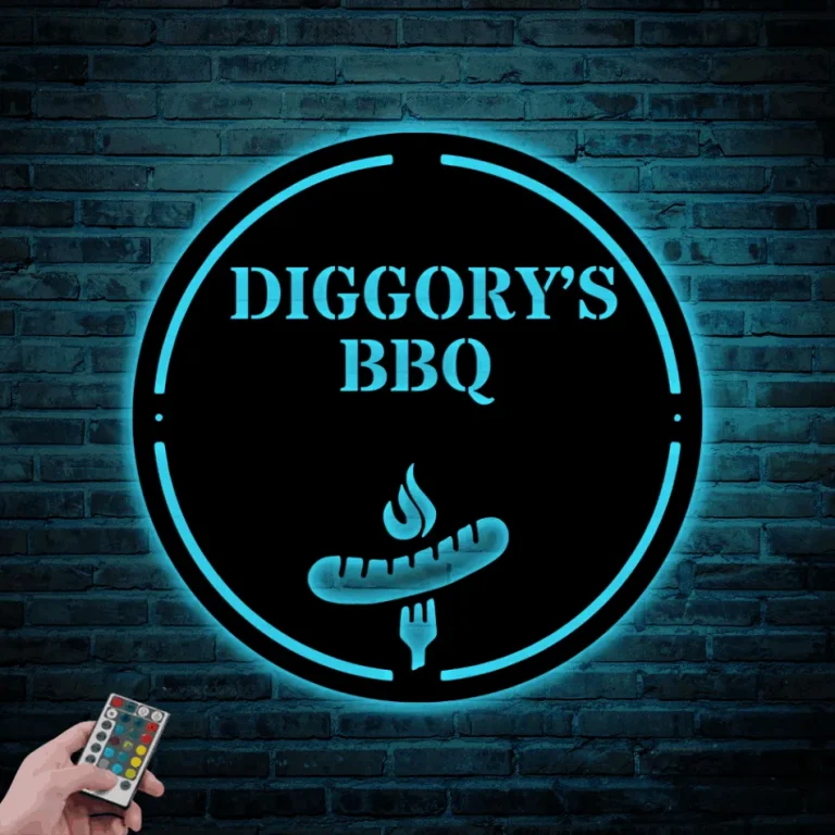 Personalized Bbq Grill Sign With Led Lights, Custom Barbecue Metal Sign Outdoor Bbq Gift Barbecue Garden Decor Restaurant Decor