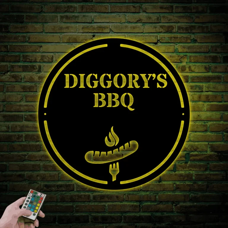 Personalized Bbq Grill Sign With Led Lights, Custom Barbecue Metal Sign Outdoor Bbq Gift Barbecue Garden Decor Restaurant Decor