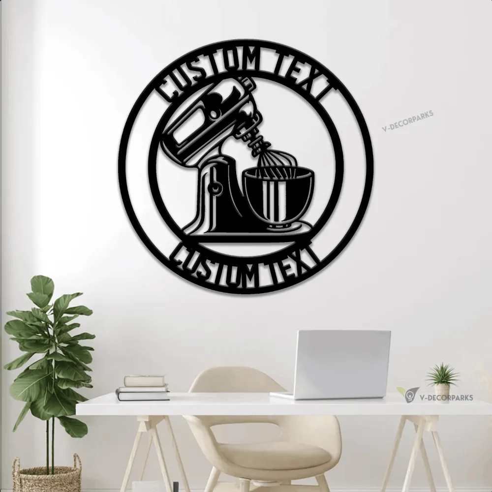 Personalized Baker Metal Sign With Led Lights, Baking Mixer Sign, House Decor, Wall Hanging, Gift For Baking Lovers, Kitchen Decor