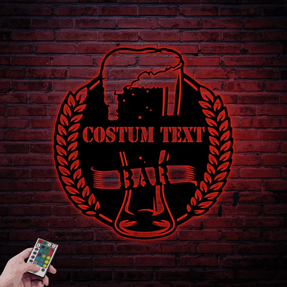 Personalized Bar Sign Led Lights, Home Bar Wall Decor, Custom Bar Sign, Home Bar Wall Decor, Personalized Home Bar Sign, Beer Glass Sign, Home Bar Gift