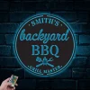 Personalized Bar & Grill Metal Sign With Led Lights, Chill And Grill Wall Art For Backyard, Outdoor Patio Decor, Backyard Bbq Sign, Bar Sign