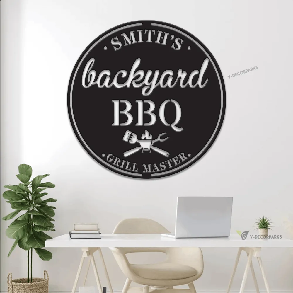 Personalized Bar & Grill Metal Sign With Led Lights, Chill And Grill Wall Art For Backyard, Outdoor Patio Decor, Backyard Bbq Sign, Bar Sign