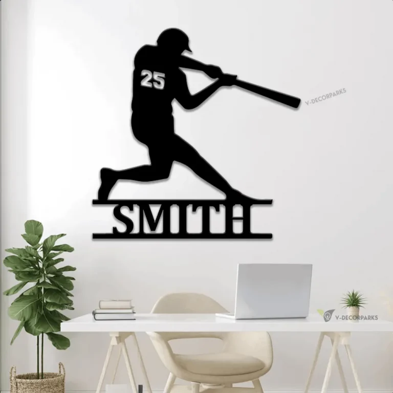 Personalized Baseball Name Metal Wall With Led Lights, Baseball Player, Baseball Jersey Wall Art, Boys Room Sign, Gift For Him, Gift For Baseball Fan