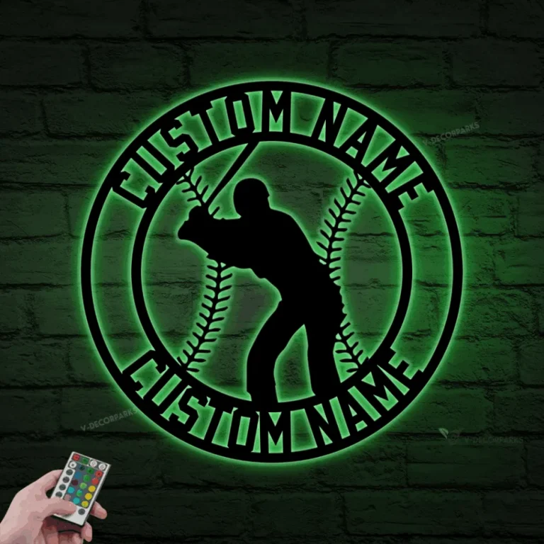 Personalized Baseball Sign With Led Lights, Custom Baseball Metal Sign, Baseball Name Sign, Baseball Gift, Gift For Baseball Players