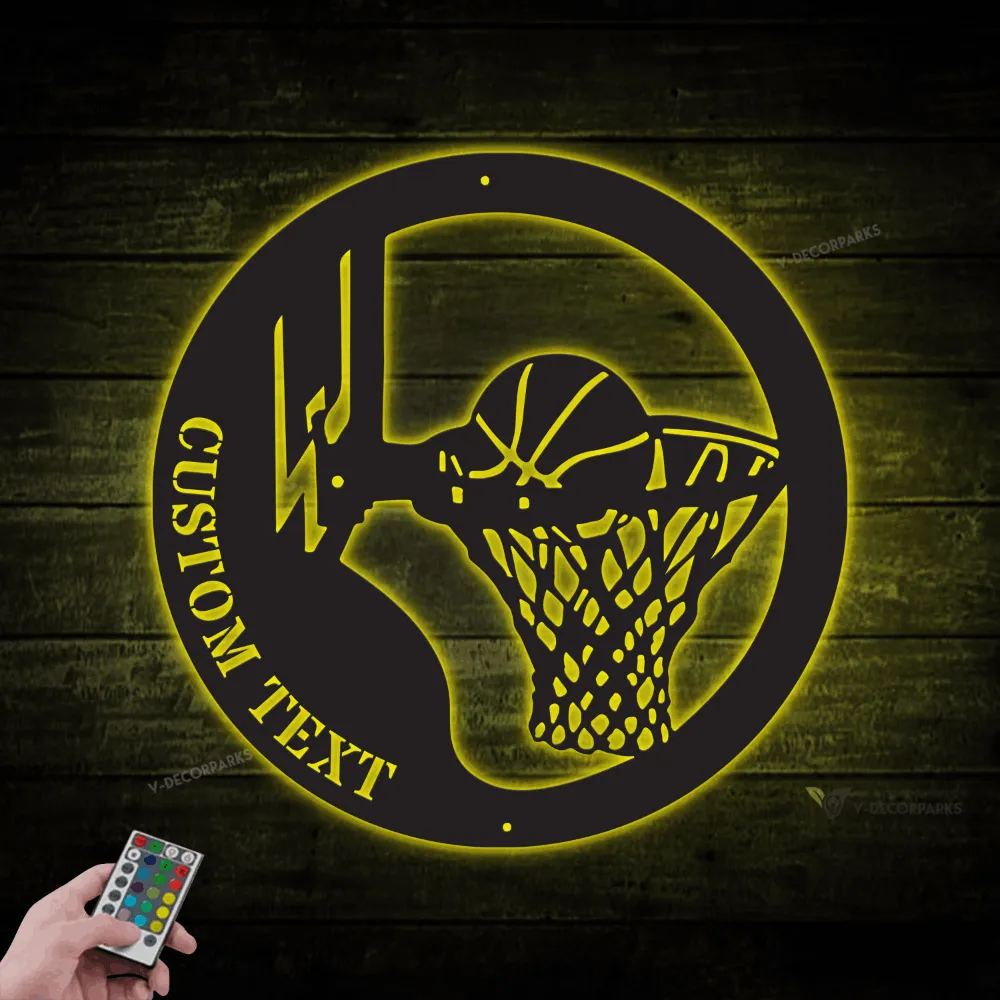 Personalized Basketball Metal Sign Led Lights, Basketball Team Gift, Sport Room Decor, Custom Name, Sport Lover Gift, Basketball Lover