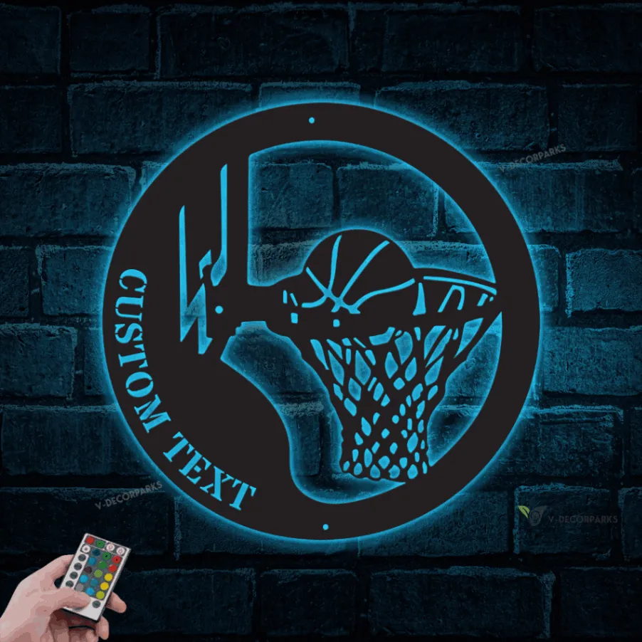 Personalized Basketball Metal Sign Led Lights, Basketball Team Gift, Sport Room Decor, Custom Name, Sport Lover Gift, Basketball Lover