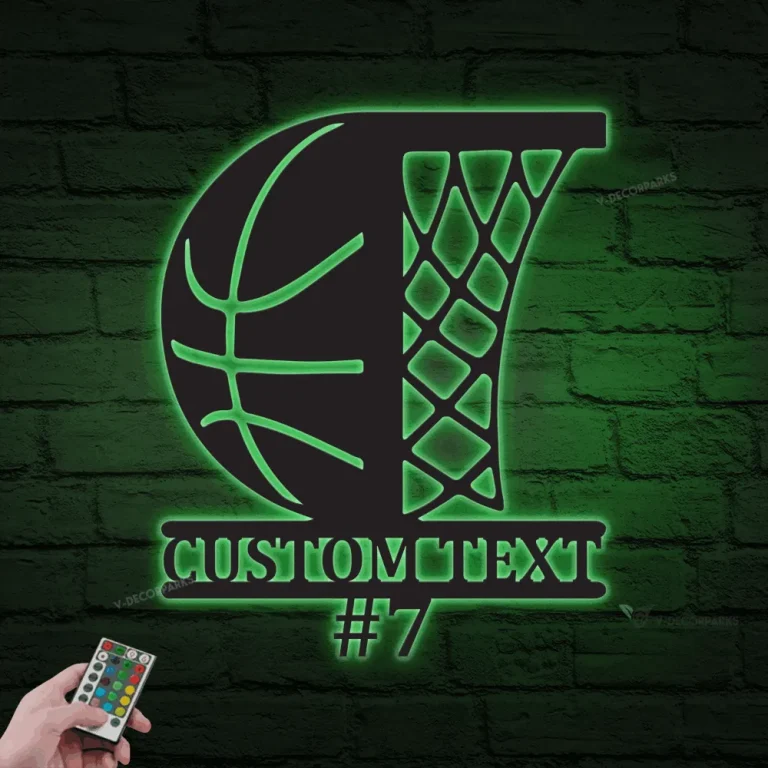 Personalized Basketball Metal Sign With Led Lights, Game Room Decor, Wall Decor, Gift For Basketball Lover, Love Basketball