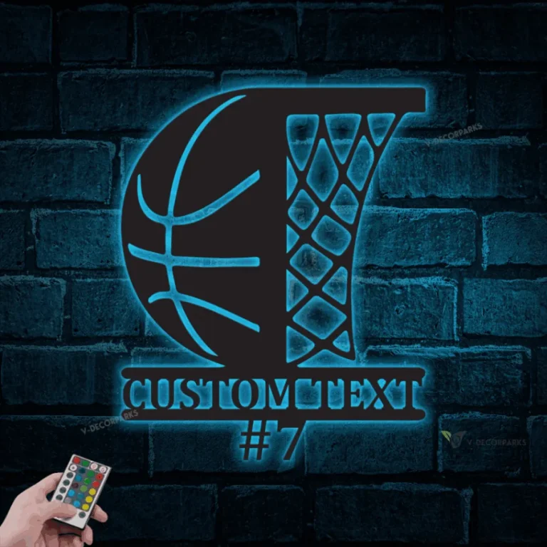 Personalized Basketball Metal Sign With Led Lights, Game Room Decor, Wall Decor, Gift For Basketball Lover, Love Basketball