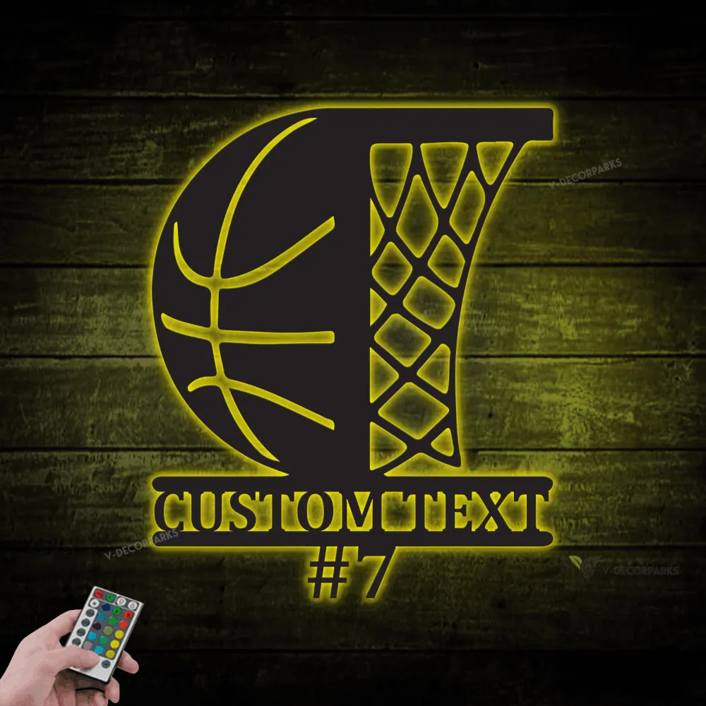 Personalized Basketball Metal Sign With Led Lights, Game Room Decor, Wall Decor, Gift For Basketball Lover, Love Basketball