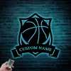 Personalized Basketball Sign With Led Lights, Custom Basketball Metal Wall Art Team Signs Basketball Metal Sign Basketball Lover Gift