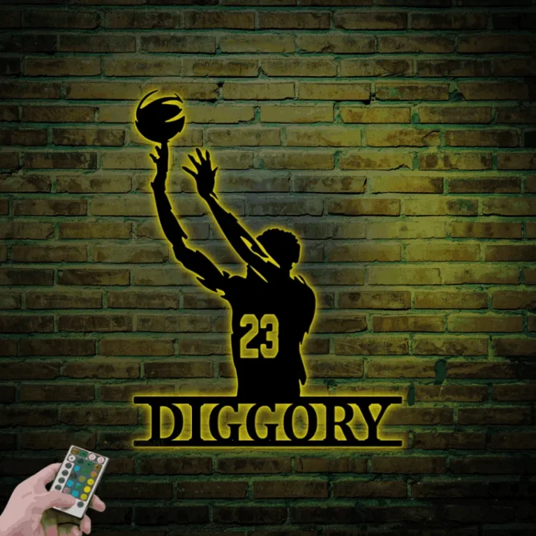 Personalized Basketball Sign Led Lights, Metal Basketball Wall Art, Custom Name Basketball Sign, Basketball Player Wall Decor Boys Room Basketball Gift