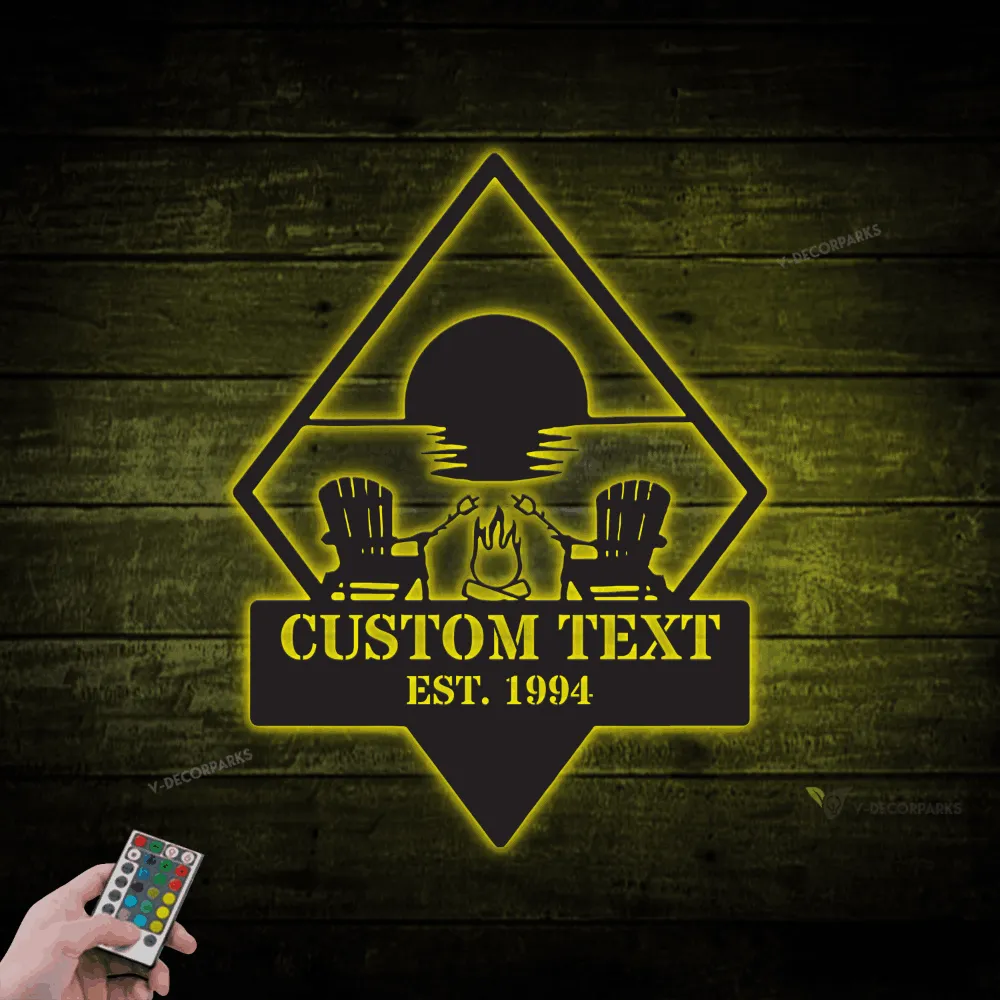 Personalized Beach House Metal Wall With Led Lights, Palm Tree Oasis Sign, Cabin Decor, Man Cave, Beach Sign, Oasis Metal Wall Art, Housewarming Gift