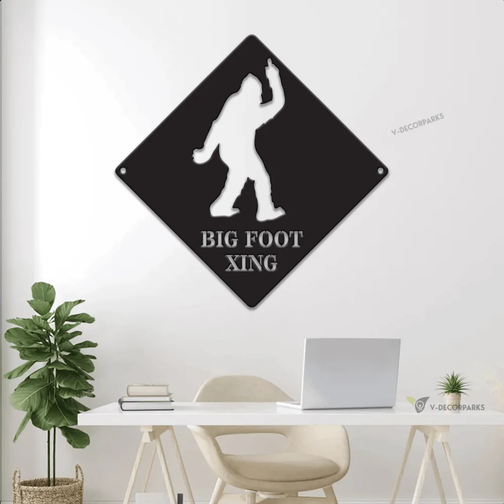 Personalized Big Foot Crossing Metal Wall With Led Lights, Big Foot Xing Sign, Sasquatch Wall Art Decor, Yeti Gift, Cabin Decor, Big Foot Metal Sign