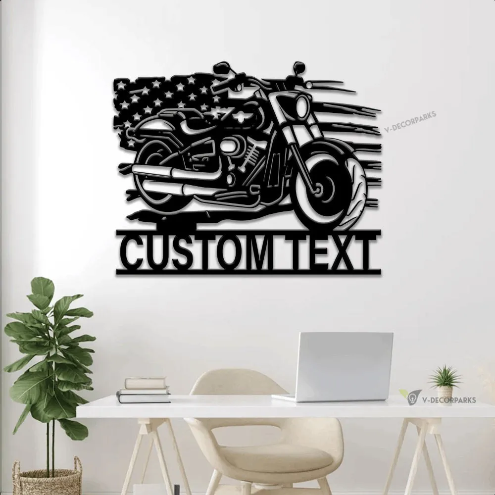 Personalized Biker Metal Sign With Led Lights, Custom Motorcycle Wall Art For Garage Decor, Biker Gift, Father's Day Gift, Husband Dad Gift