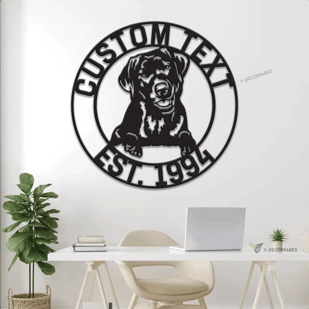 Personalized Black Labrador Dog Metal Sign With Led Lights, Dog Peeking Name Sign, Dog Name Decor, Dog Lover Gift, Labrador Retriever Dog
