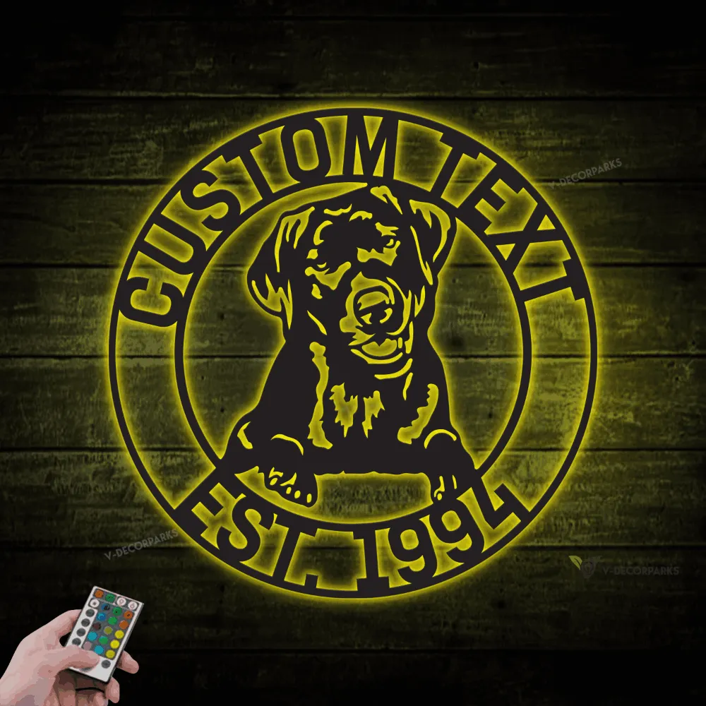 Personalized Black Labrador Dog Metal Sign With Led Lights, Dog Peeking Name Sign, Dog Name Decor, Dog Lover Gift, Labrador Retriever Dog