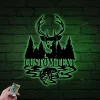 Personalized Buck Bass Monogram Metal Sign With Led Lights, Rustic Deer Hunting Forest, Cabin Farmhouse Laser Cut Decor, Gift For Hunter