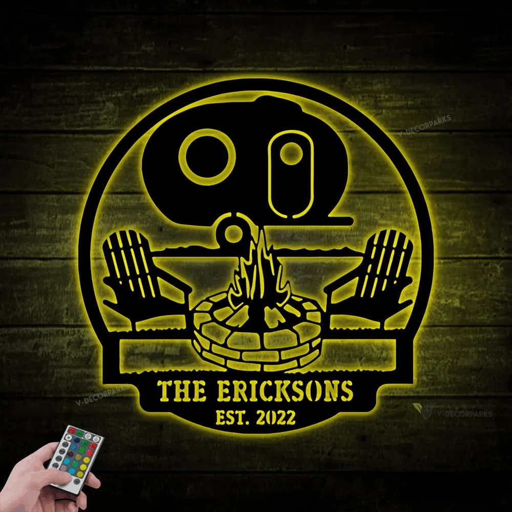 Personalized Camper Sign With Led Lights, Camper Decor, Campsite Sign, Camping Signs Outdoor, Camping Gifts For Men, Rv Sign, Happy Camper