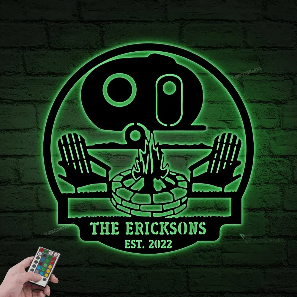 Personalized Camper Sign With Led Lights, Camper Decor, Campsite Sign, Camping Signs Outdoor, Camping Gifts For Men, Rv Sign, Happy Camper