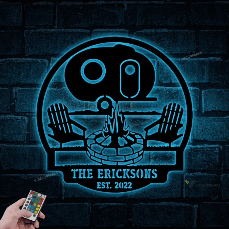 Personalized Camper Sign With Led Lights, Camper Decor, Campsite Sign, Camping Signs Outdoor, Camping Gifts For Men, Rv Sign, Happy Camper