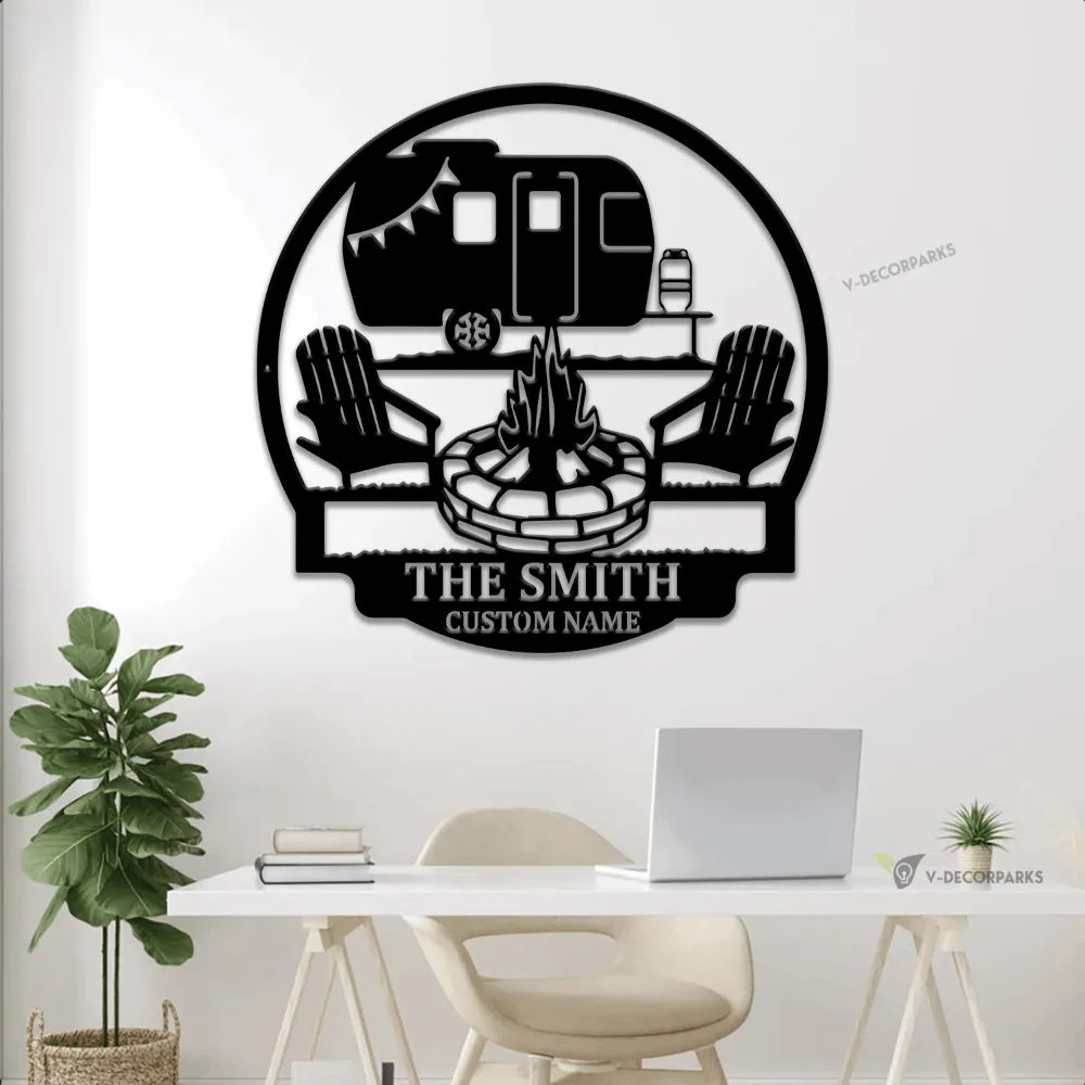 Personalized Camper Trailer Metal Sign With Led Lights, Camping Sign, Happy Camper Sign, Camping Signs, Camping Gifts For Men, Camper Decor