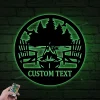 Personalized Campfire Metal Sign With Led Lights, Custom Camping Name Metal Wall Art For Campsite Decor, Happy Campers Sign, Gift For Camper