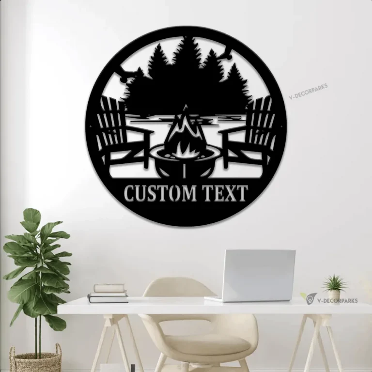 Personalized Campfire Metal Sign With Led Lights, Custom Camping Name Metal Wall Art For Campsite Decor, Happy Campers Sign, Gift For Camper