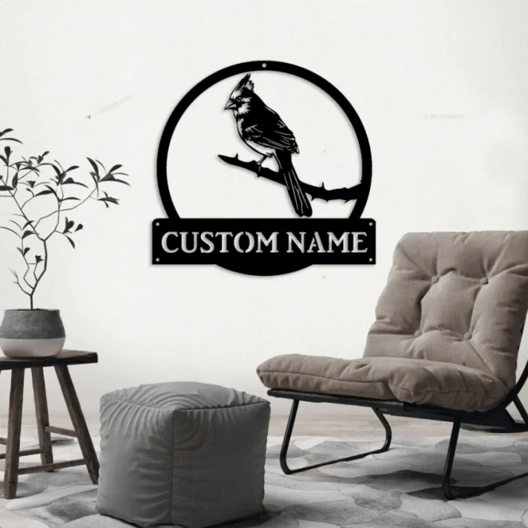 Personalized Cardinals Birds Monogram Metal Sign Art With Led Lights, Custom Cardinals Birds Metal Sign Cardinals Birds Sign Decoration