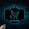 Personalized Chicken Coop Signs With Led Lights, Metal Chicken Coop Sign, Chicken Farm Signs, Fluffy Butt Hut Chicken, Farm Fresh Butt Nuggets