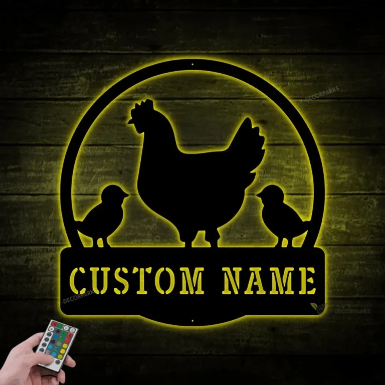 Personalized Chicken Coop Signs With Led Lights, Metal Chicken Coop Sign, Chicken Farm Signs, Fluffy Butt Hut Chicken, Metal Chicken Sign,rustic Sign