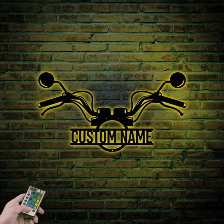 Personalized Chopper Sign With Led Lights, Metal Motorcycle Wall Decor, Biker Gift, Biker Metal Wall Decor, Chopper Art, Custom Motorcycle Sign