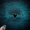 Personalized Couple Names With Heart Led Lights, Valentine's Day Gift Couples Heartbeat Metal Wall Sign Home Decor Wedding, Anniversary Gift