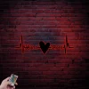 Personalized Couple Names With Heart Led Lights, Valentine's Day Gift Couples Heartbeat Metal Wall Sign Home Decor Wedding, Anniversary Gift