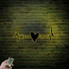 Personalized Couple Names With Heart Led Lights, Valentine's Day Gift Couples Heartbeat Metal Wall Sign Home Decor Wedding, Anniversary Gift